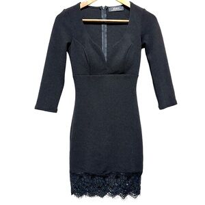LULU’S Lace Hem Bodycon Coquette Balletcore Goth Minimalist Dress